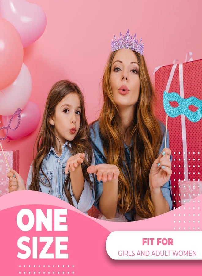 Papoopy Birthday Tiara Crown with Sash for Women, Headband Hair Accessories for Wedding Party Costume (A-Purple) - Image 3